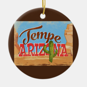 Tempe Arizona Cartoon Wüste Vintage Reise Keramik Ornament