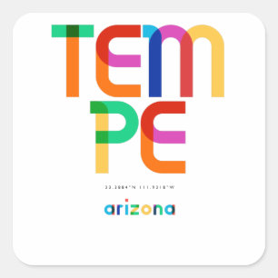 Tempe Arizona Mid Century, Pop Art, Quadratischer Aufkleber