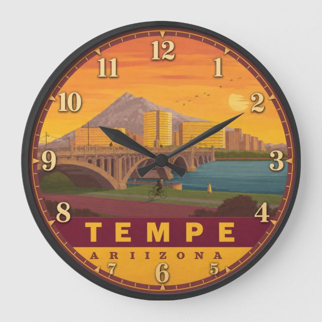 Tempe Arizona Sunset Bridge Große Wanduhr (Vorderseite)