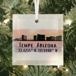 Tempe AZ City Skyline Latitude und Länge Ornament Aus Glas