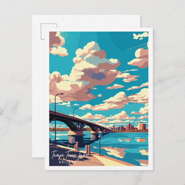 Tempe Town Lake Arizona USA Vintage Postkarte (Vorne/Hinten)