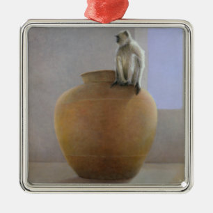 Tempel-Affe Silbernes Ornament