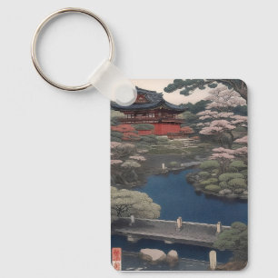 Tempel am Fluss - Japan Schlüsselanhänger