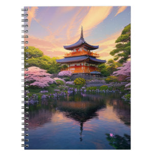 Tempel am Ufer eines malerischen Sees Notizblock