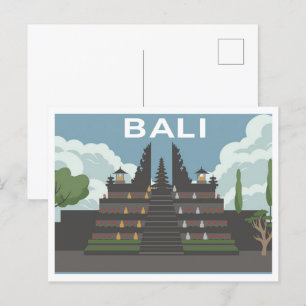Tempel Besakih Bali Indonesien Reiseillustration Postkarte