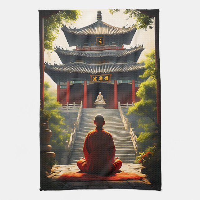 Tempel der Ruhe Geschirrtuch (Vertikal)