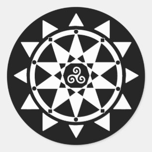 Tempel des Aufklebers der Hexerei Runder Aufkleber