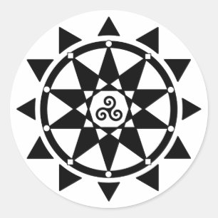 Tempel des Aufklebers der Hexerei Runder Aufkleber