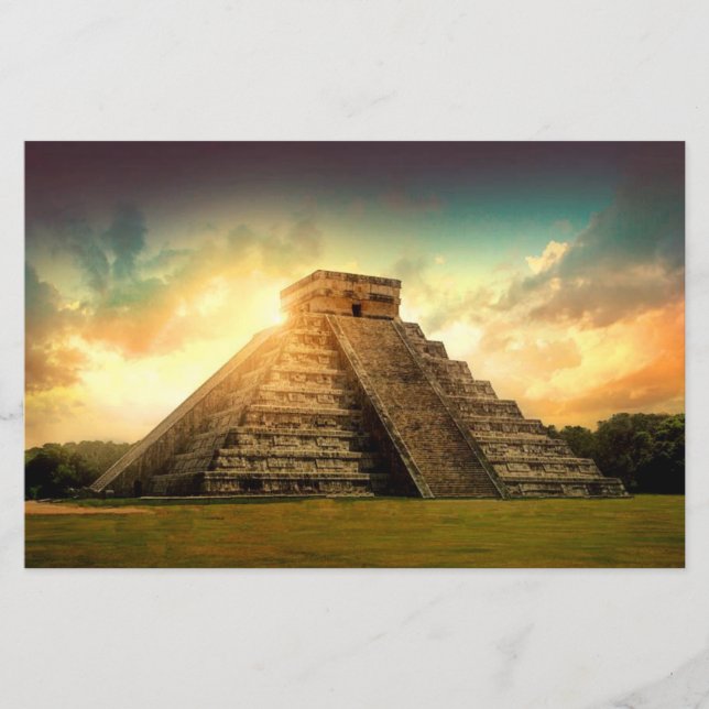 Tempel des Kukulkan Yucatan stilisiert Blatt (Vorderseite)