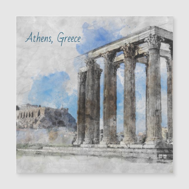 Tempel des Zeus Ruins Athen Griechenland - Altgrie Magnetkarte (Vorderseite)