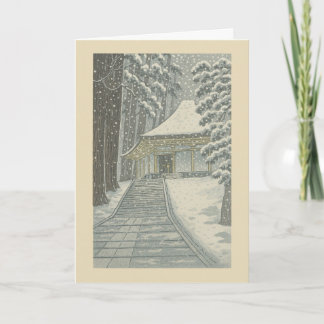 Tempel im Schnee - japanische Weihnachtskarte Feiertagskarte