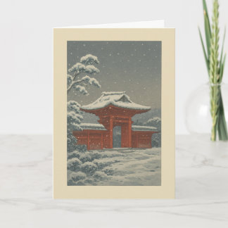 Tempel im Schnee - Japanische Weihnachtskarte Feiertagskarte