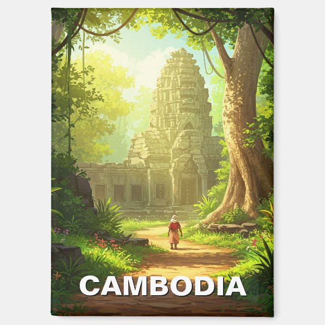 Tempel in Angkor Wat Kambodscha Magnet (Vorderseite)