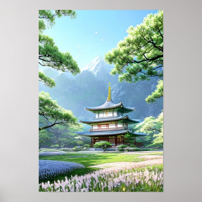 Tempel inmitten der Natur Poster (Vorne)