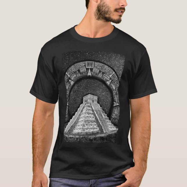 Tempel Kukulcán Mayan Pyramids Aztec Kalender T-Shirt (Vorderseite)