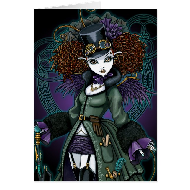 Tempel Steampunk Vampirs-Engels-Postkarte (Vorne)