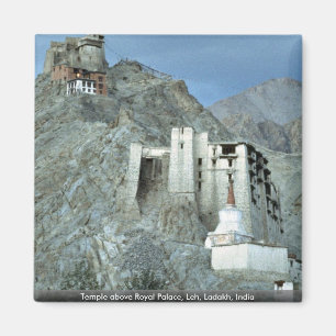 Tempel über Royal Palace, Leh, Ladakh, Indien Magnet