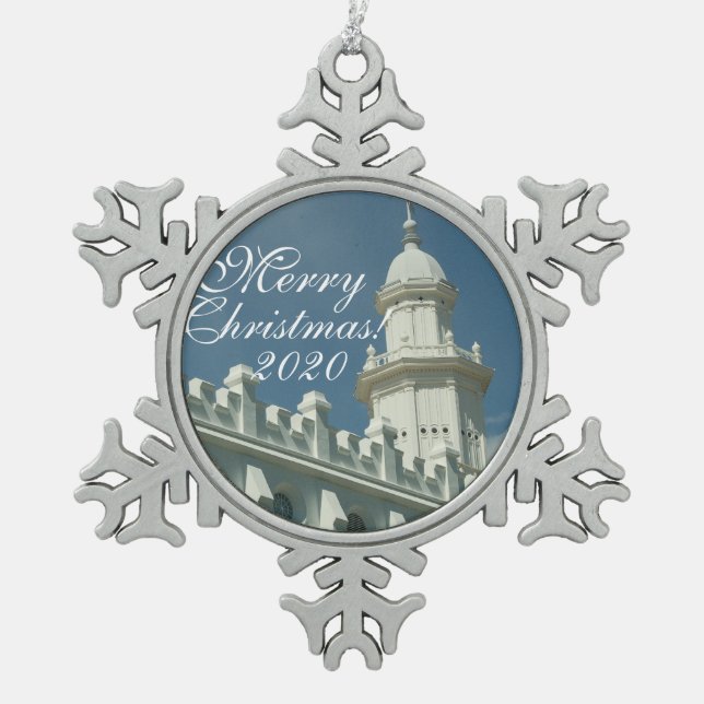 Tempel-Verzierung St George Utah Schneeflocken Zinn-Ornament (Vorderseite)