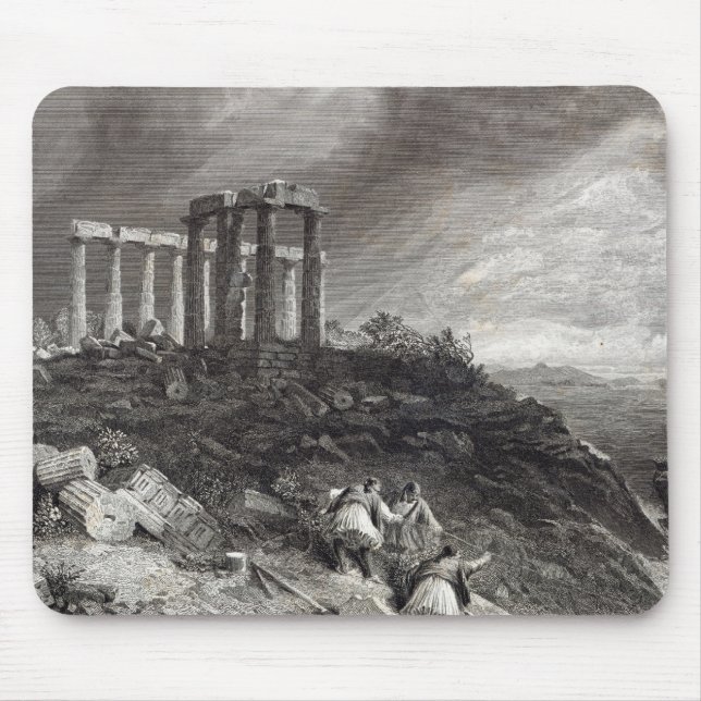 Tempel von Minerva Sunium, graviert von J. Saddler Mousepad (Vorne)
