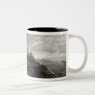 Tempel von Minerva Sunium, graviert von J. Saddler Zweifarbige Tasse