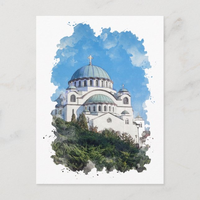 Tempel von Saint Sava Postkarte (Vorderseite)