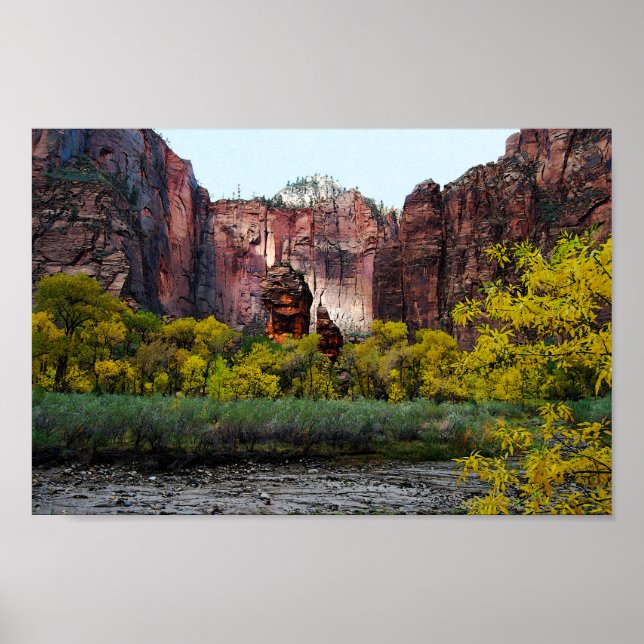 Tempel von Sinawava, Zion in Utah, 12x8 Poster (Vorne)