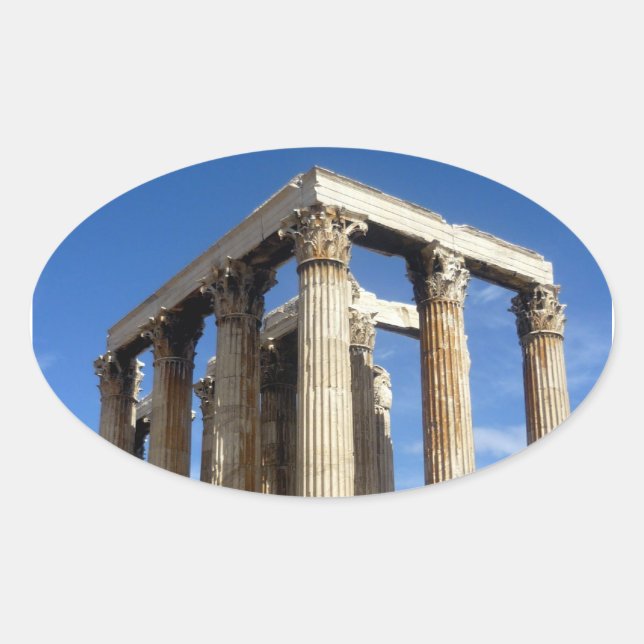 Tempel Zeus Ovaler Aufkleber (Vorderseite)