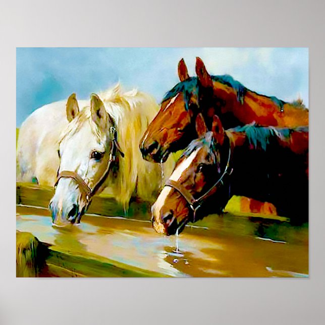 Temperament Society Pferde von Arthur Wardle Poster (Vorne)