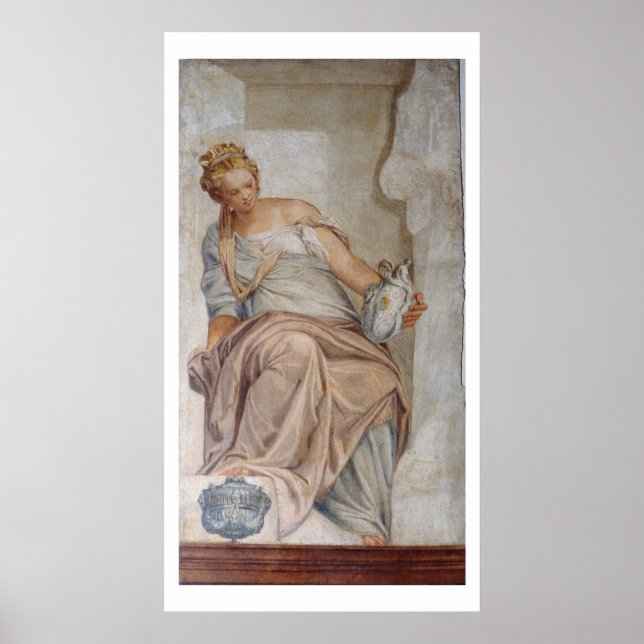 Temperance aus der Wand der Sakristei (Fresko) Poster (Vorne)