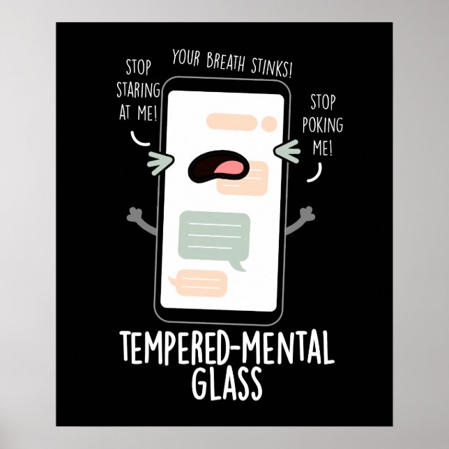 Temperiert Glas Funny Handy Pun Dark BG Poster (Vorne)