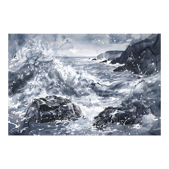 Tempest an der walisischen Küste Fotodruck (Vorne)