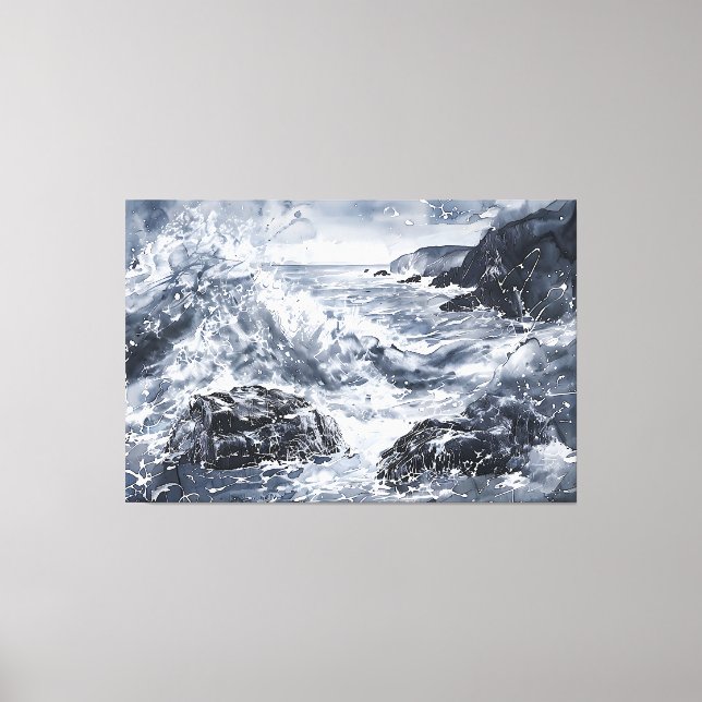 Tempest an der walisischen Küste Leinwanddruck (Vorderseite)