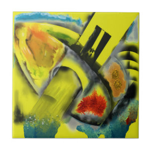 Tempest - Digital abstrakt mit gelbem Hintergrund Fliese