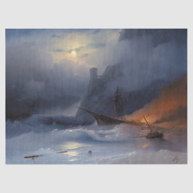 Tempest von Ivan Aivazovsky Seidenpapier (Vorderseite)