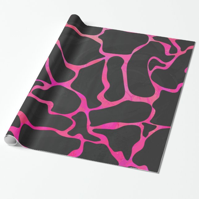 TempGiraffe Hot Pink und Black Print Geschenkpapier (Ungerollt)