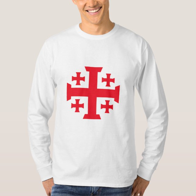 Templar Jerusalem Kreuz Herren Langarm T-Shirt (Vorderseite)
