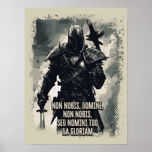 Templar Knight Motto Der Kreuzfahrer Zitat Poster (Vorne)