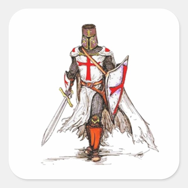 Templar Knight Quadratischer Aufkleber (Vorderseite)