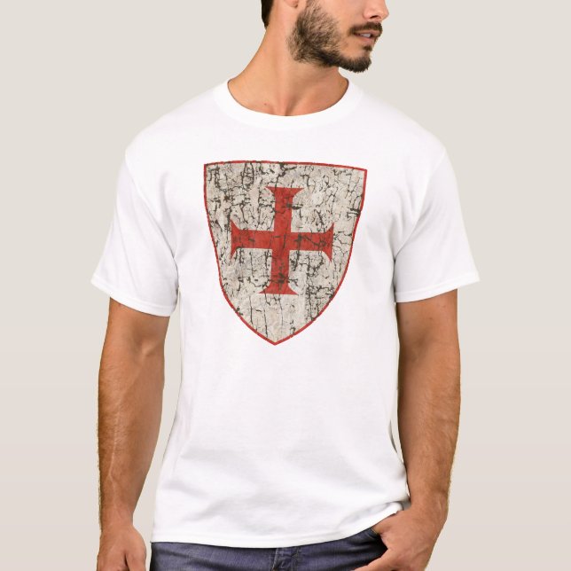 Templar Kreuz, beunruhigt T-Shirt (Vorderseite)
