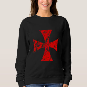 Templar Kreuz mit erwitterter Wirkung Ritter Templ Sweatshirt