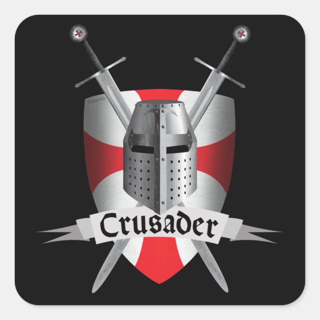Templar - Kreuzfahrerwaffen Quadratischer Aufkleber (Vorderseite)