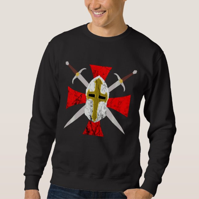 Templar Kreuzritter Kreuzcode Symbol Medieva Sweatshirt (Vorderseite)