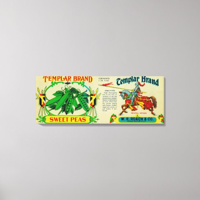 Templar Peas LabelGrand Rapids, MI Leinwanddruck (Vorderseite)
