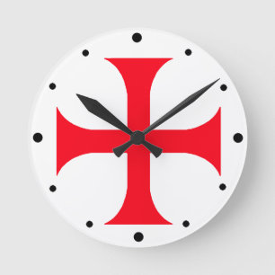 Templar red cross runde wanduhr