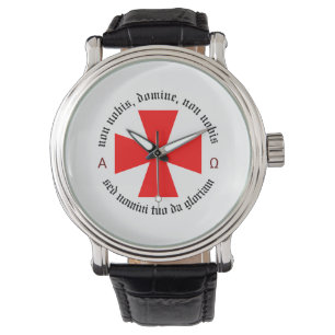 Templar Ritter Alpha Omega Non-Nobis Domine Armbanduhr