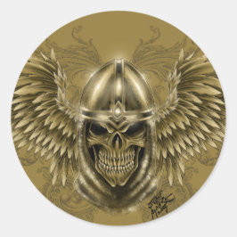 Templar Ritter Gotischer Mittelalterlicher Schädel Runder Aufkleber