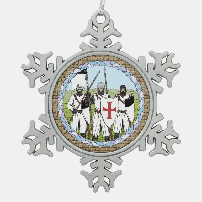Templar Schneeflocken Zinn-Ornament (Vorderseite)