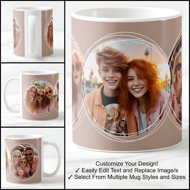 Template 3 Circular Fotos Collage Brown C88 Kaffeetasse (Von Creator hochgeladen)