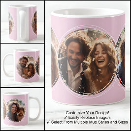 Template 3 Circular Fotos Collage Pink C52 Kaffeetasse