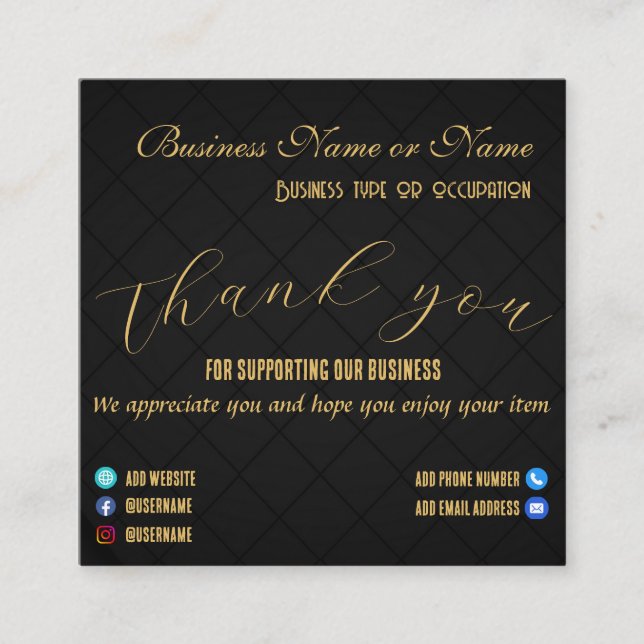 Template Custom Vielen Dank Business Card Quadratische Visitenkarte (Vorderseite)